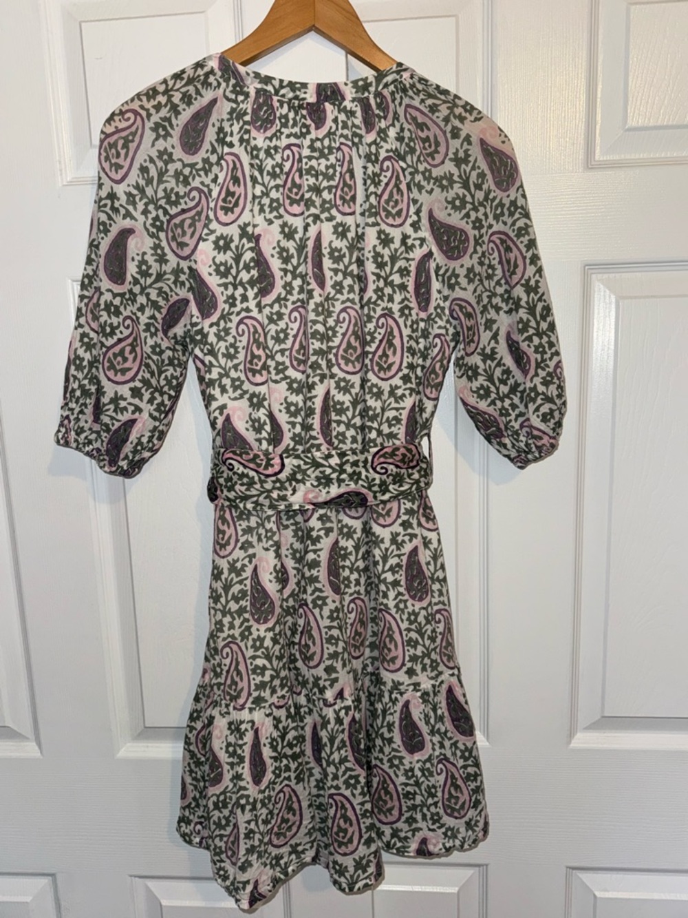Oliphant Paisley Cotton Mini Dress | Belted Boho Resort Dress | Size Small - Picture 7 of 7